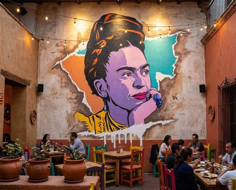 Restaurant interior mural by ABCNT