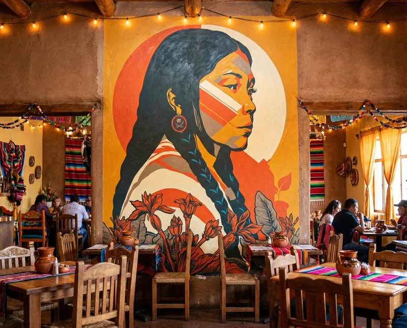 Restaurant interior mural by ABCNT