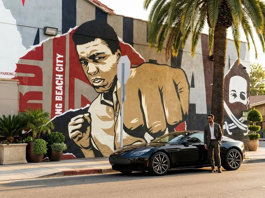 Large-format exterior mural by ABCNT — Long Beach, CA