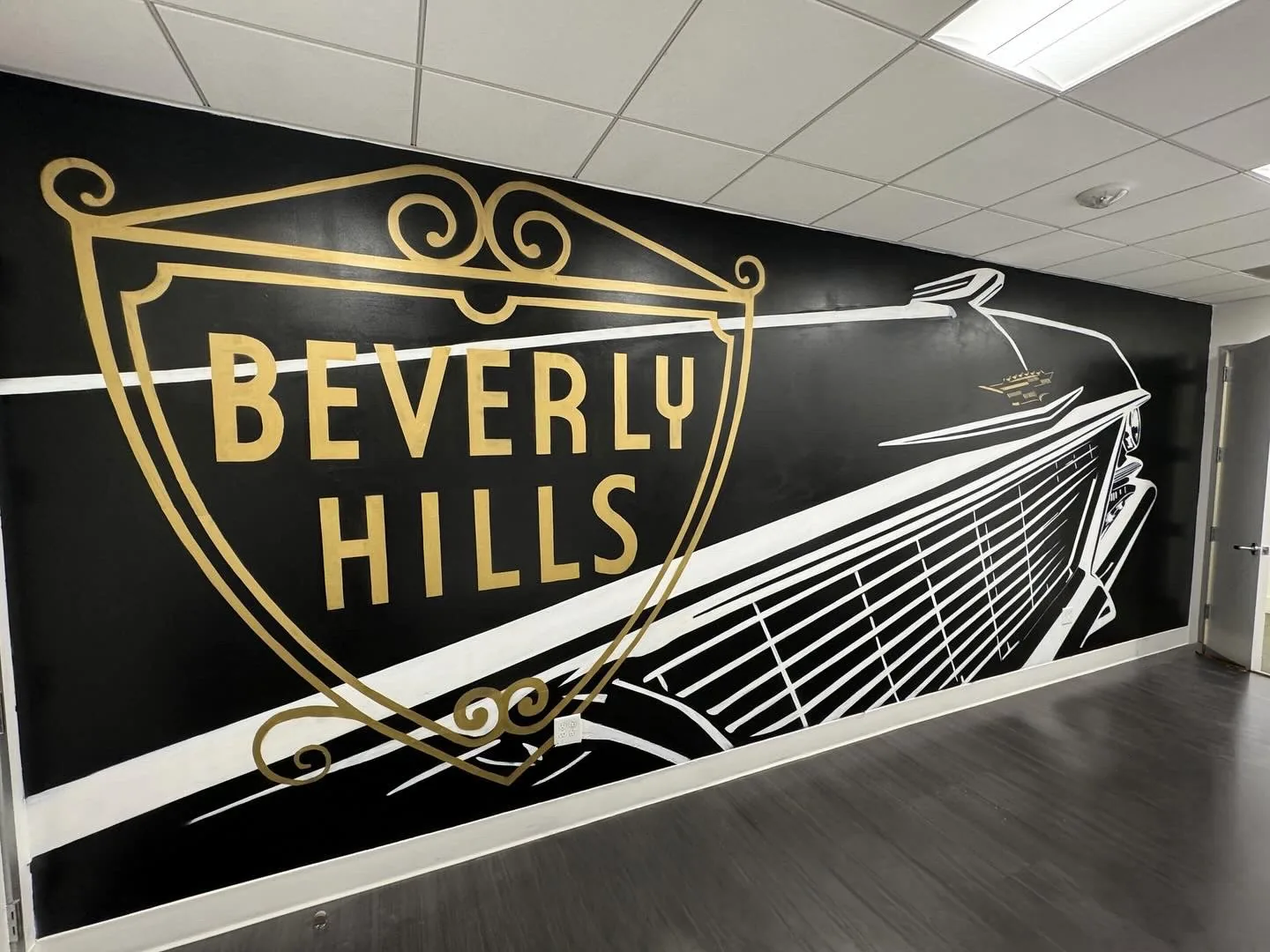 Black & gold interior mural by ABCNT — Beverly Hills, CA