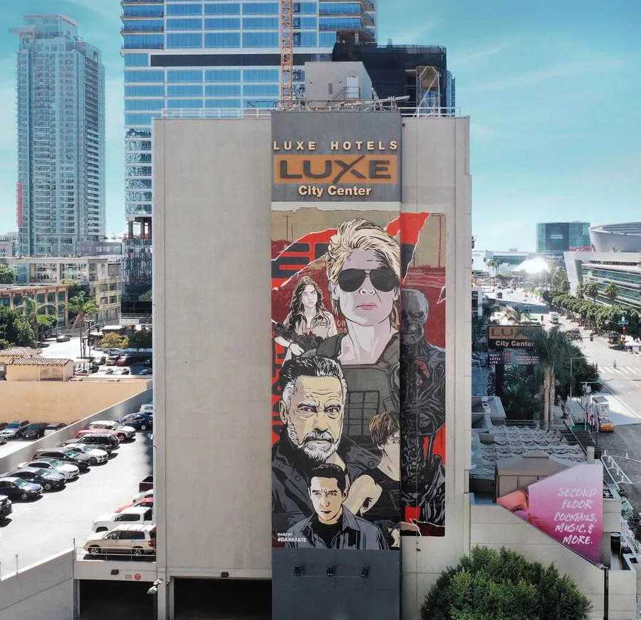 Multi-story film campaign mural by ABCNT — Los Angeles, CA
